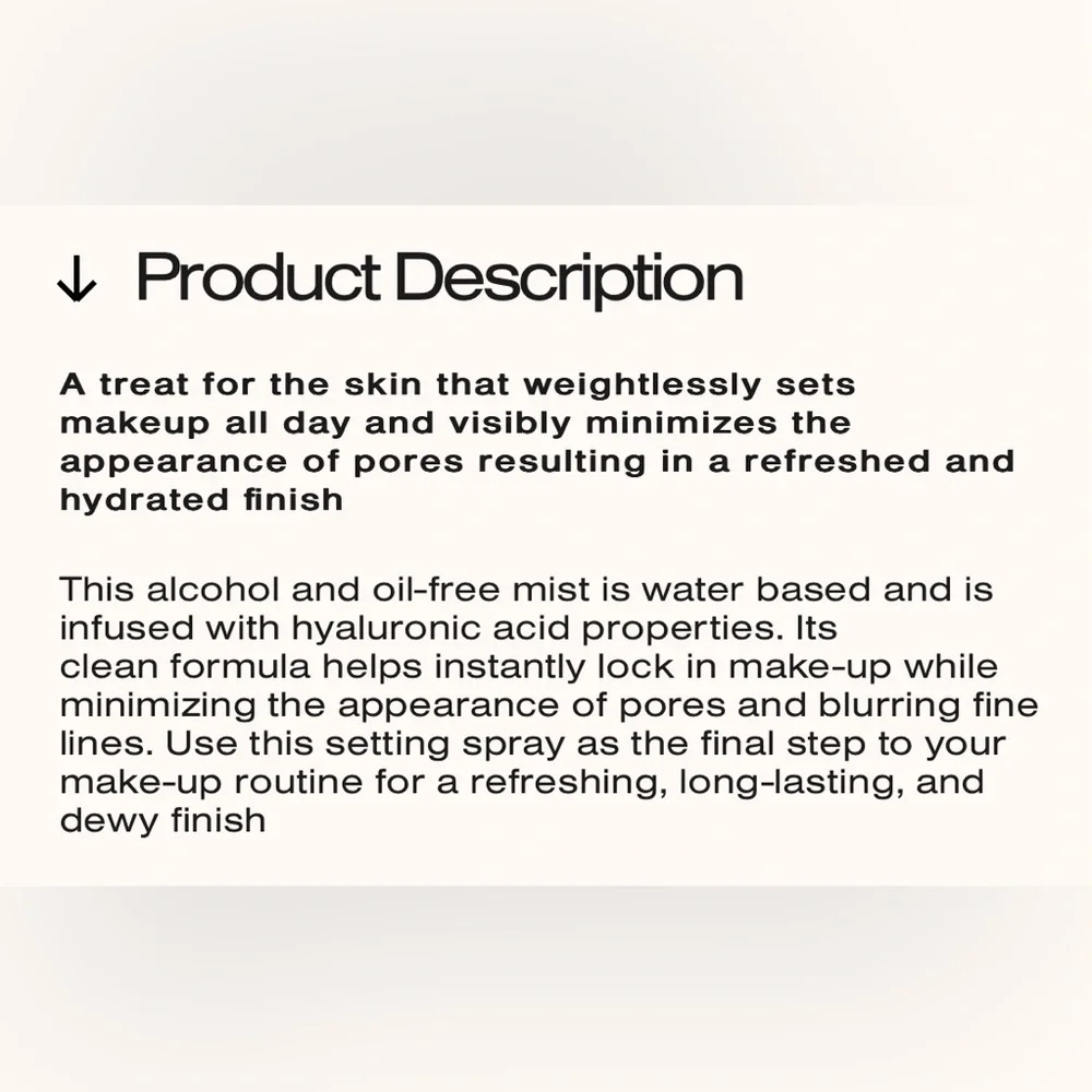 TYS Beauty Final Treat Hyaluronic Acid Infused Setting Spray NIB Full size 80 ml